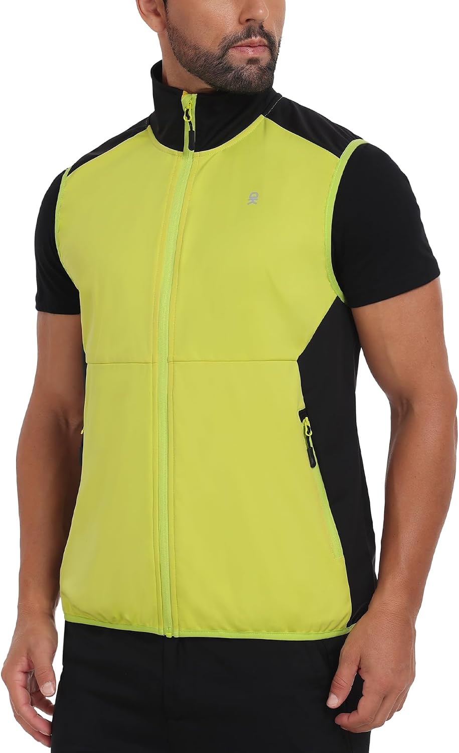 image:imageLittle Donkey Andy Mens Softshell Vest Lightweight Windproof Waterproof Windproof WaterResistant Shell 4Way Stretch Fabric Lightweight Softshell Vest Outdoor Running Cycling Golf Hiking TravelReflective Green