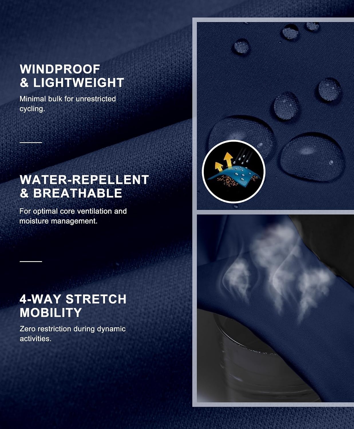 image:imageLittle Donkey Andy Mens Softshell Vest Lightweight Windproof Waterproof Windproof WaterResistant Shell 4Way Stretch Fabric Lightweight Softshell Vest Outdoor Running Cycling Golf Hiking TravelReflective Blue
