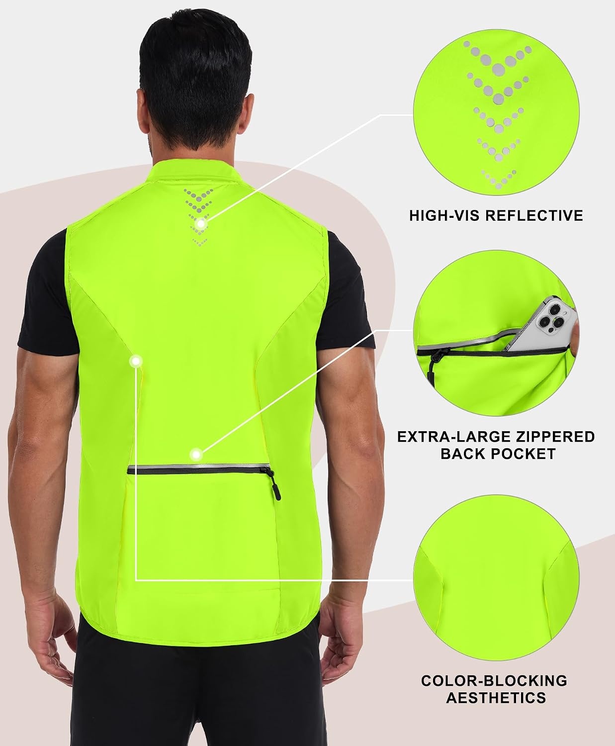 image:imageLittle Donkey Andy Mens Softshell Vest Lightweight Windproof Waterproof Windproof WaterResistant Shell 4Way Stretch Fabric Lightweight Softshell Vest Outdoor Running Cycling Golf Hiking TravelReflective Yellow