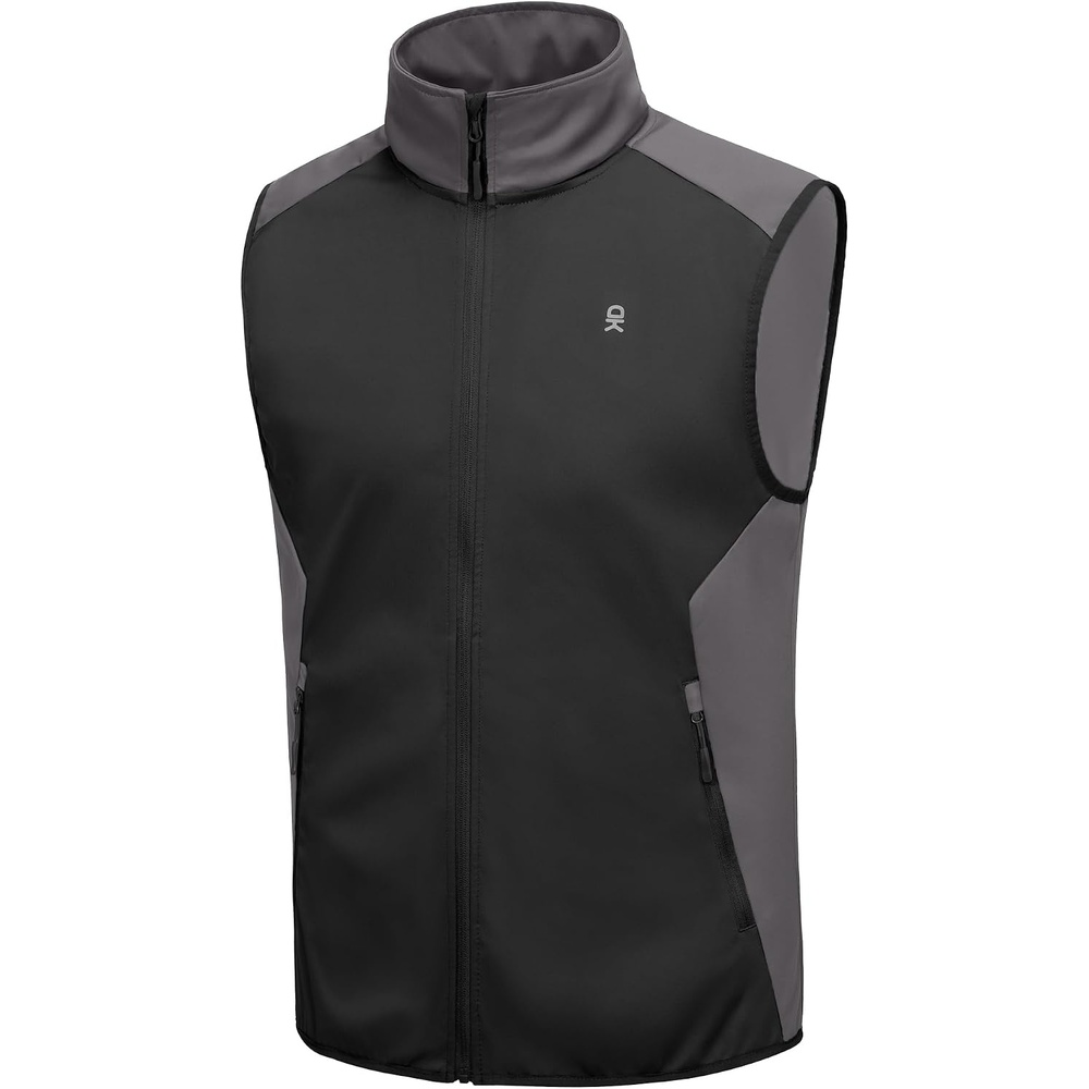 image:imageLittle Donkey Andy Mens Softshell Vest Lightweight Windproof Waterproof Windproof WaterResistant Shell 4Way Stretch Fabric Lightweight Softshell Vest Outdoor Running Cycling Golf Hiking TravelBasic Black Gray