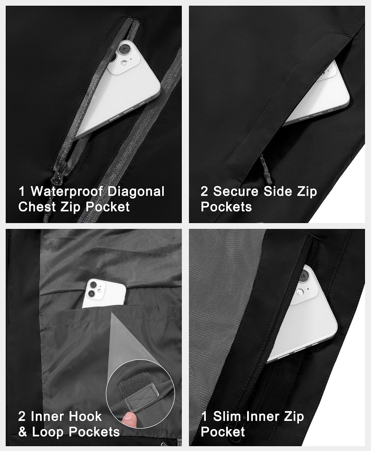 image:imageLittle Donkey Andy Womens Rain Jacket Packable Waterproof Raincoat HoodedBlack