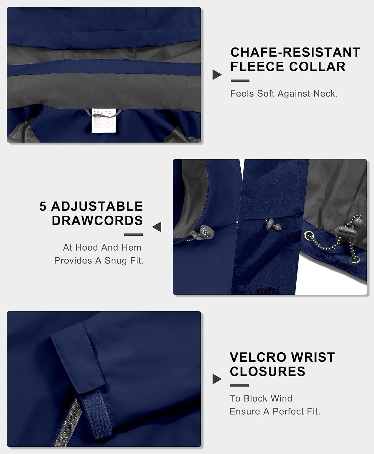 image:imageLittle Donkey Andy Womens Rain Jacket Packable Waterproof Raincoat HoodedDark Blue