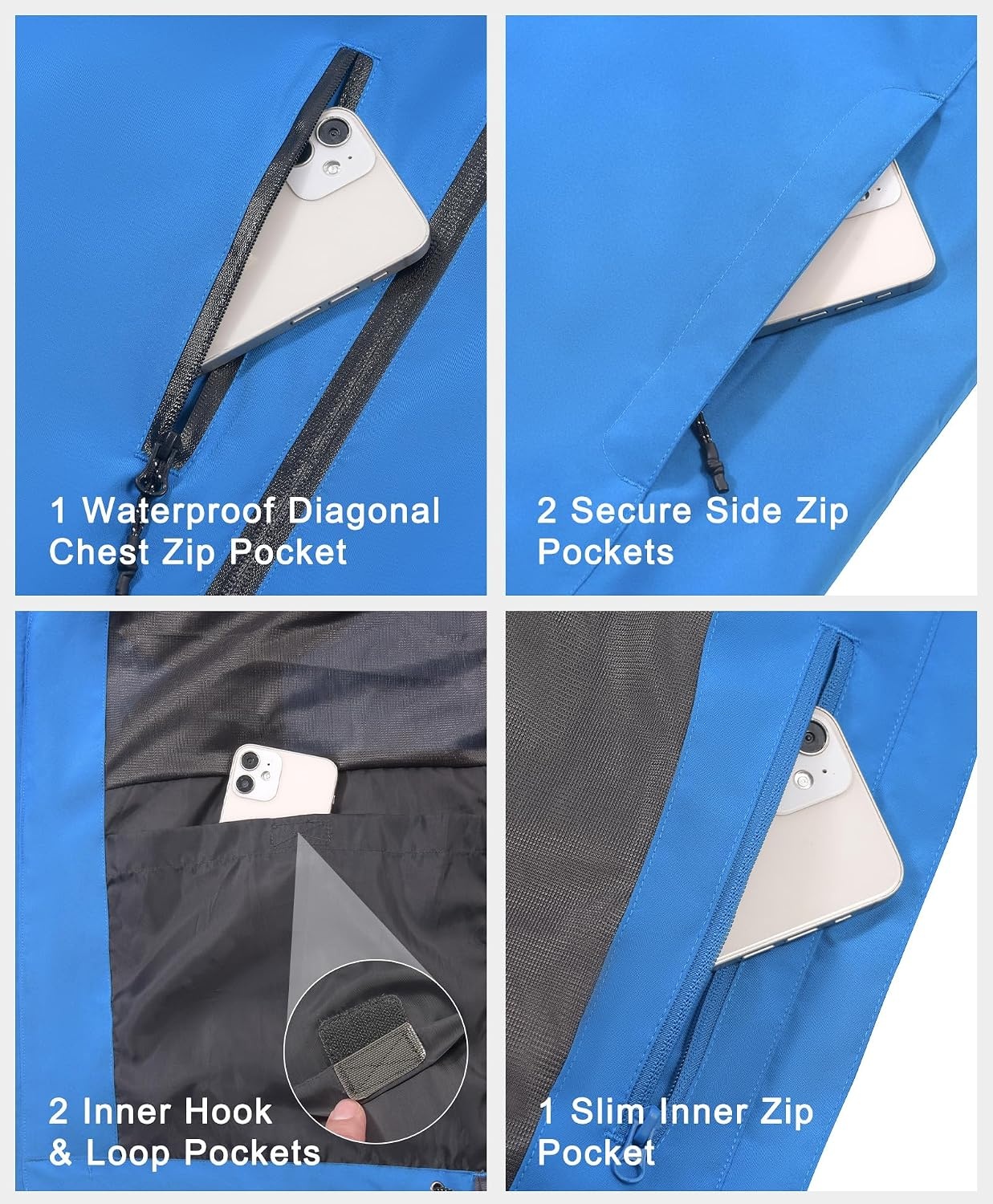 image:imageLittle Donkey Andy Womens Rain Jacket Packable Waterproof Raincoat HoodedOcean Blue