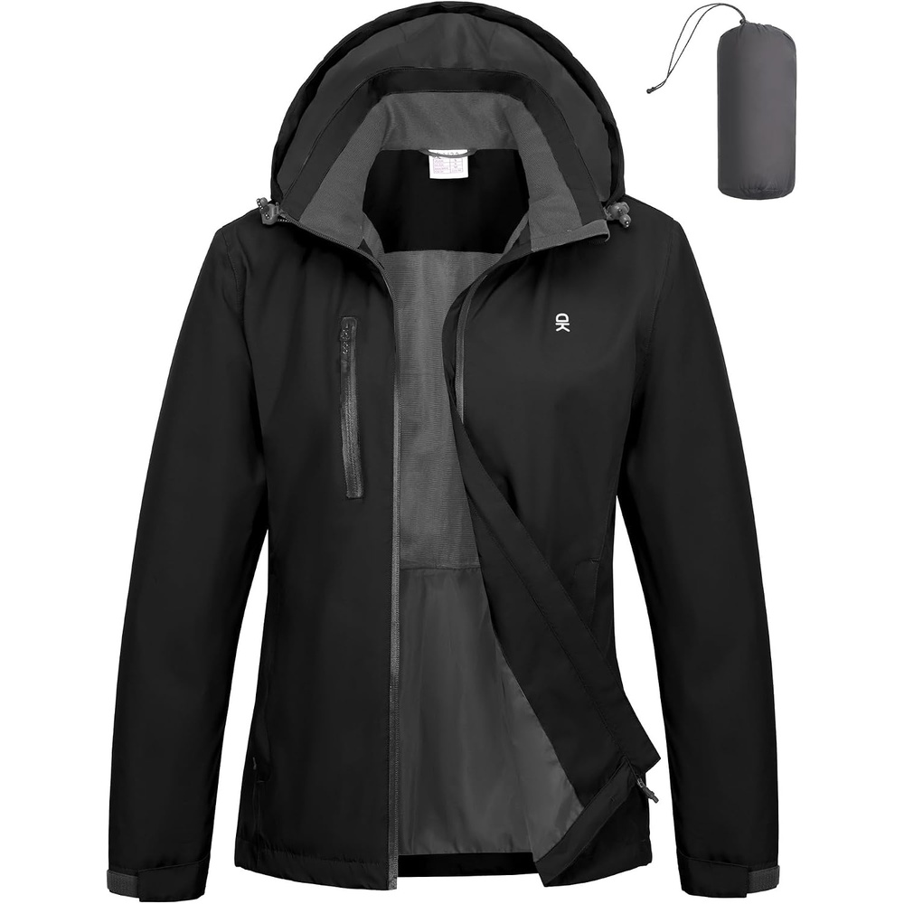 image:imageLittle Donkey Andy Womens Rain Jacket Packable Waterproof Raincoat HoodedBlack