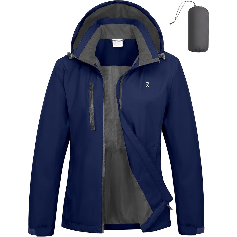 image:imageLittle Donkey Andy Womens Rain Jacket Packable Waterproof Raincoat HoodedDark Blue