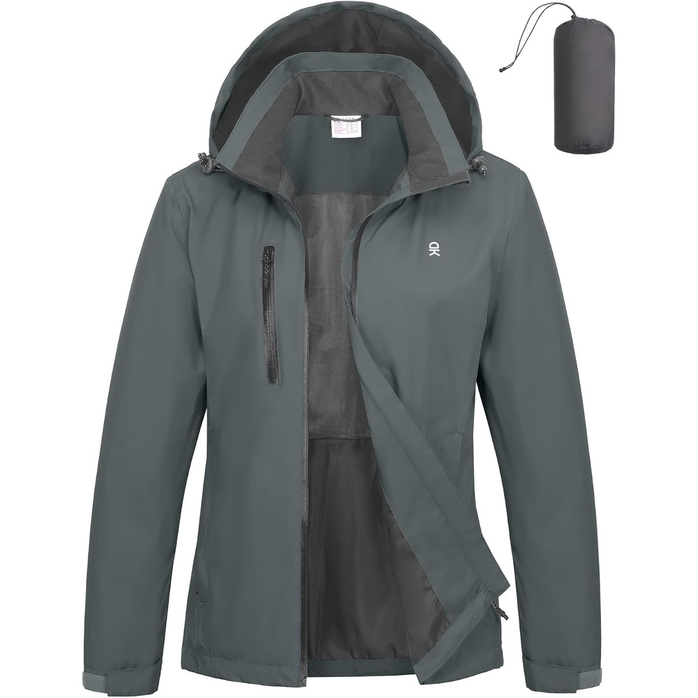 image:imageLittle Donkey Andy Womens Rain Jacket Packable Waterproof Raincoat HoodedGrey