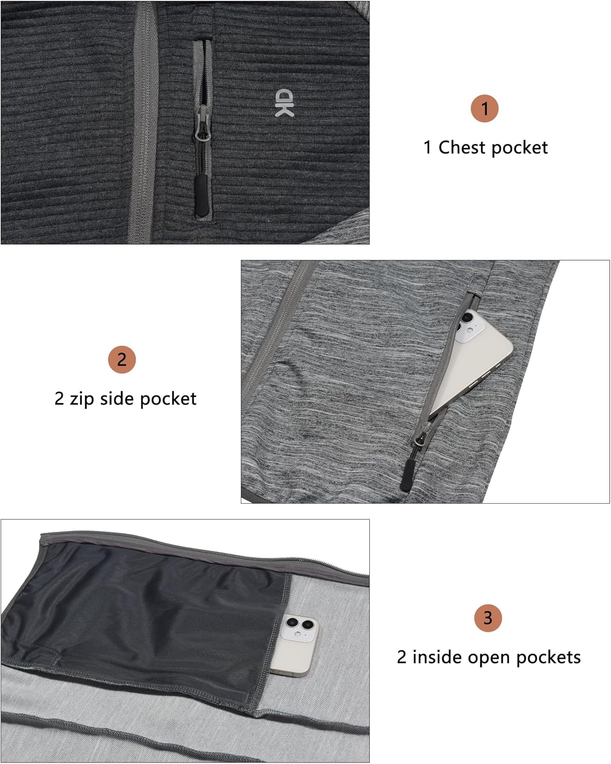 image:imageLittle Donkey Andy Womens High Performance Thermal Jackets for Running Golf Hiking Lightweight Windproof WarmDark Grey Heather
