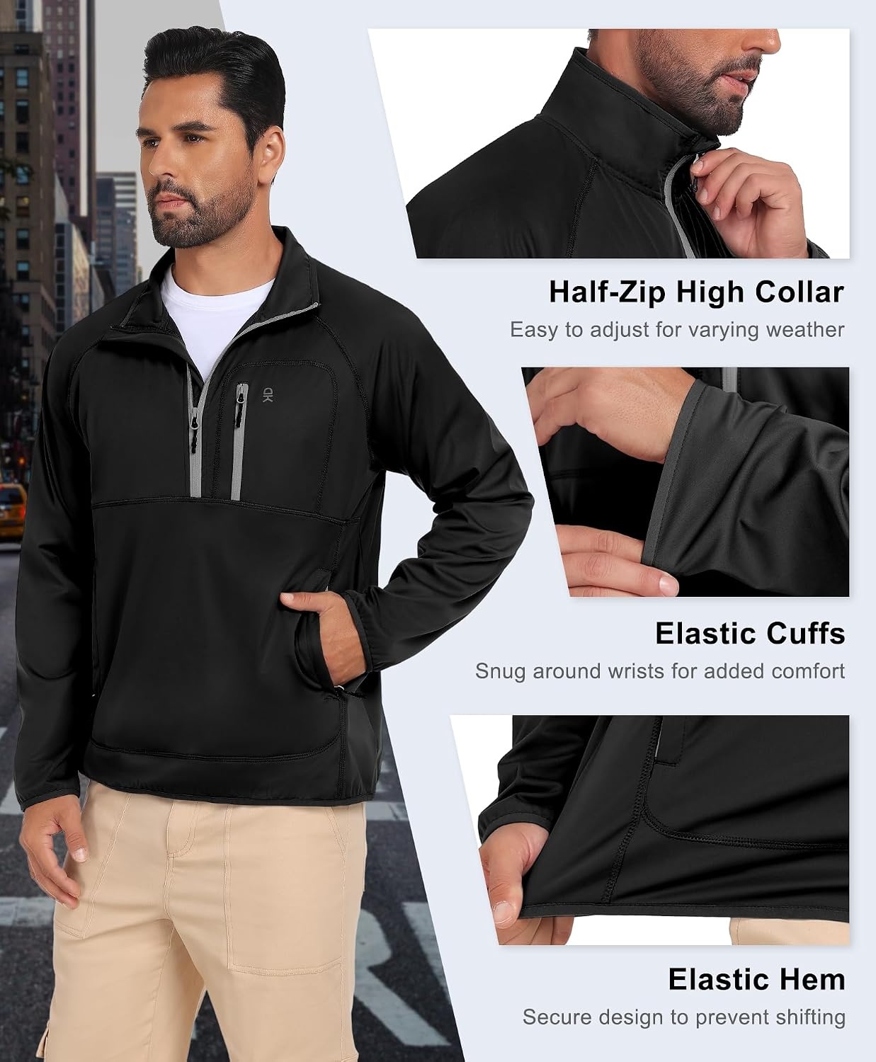 image:imageLittle Donkey Andy Mens Golf Pullover Windbreaker Quarter Zip Golf JacketBlack