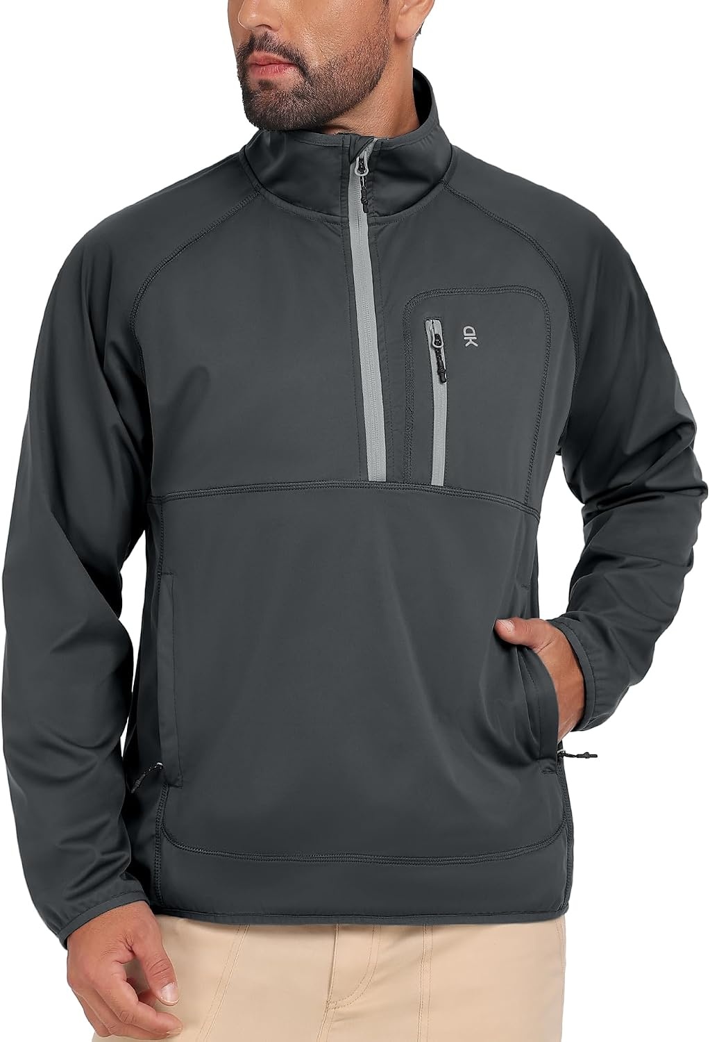 image:imageLittle Donkey Andy Mens Golf Pullover Windbreaker Quarter Zip Golf JacketGrey