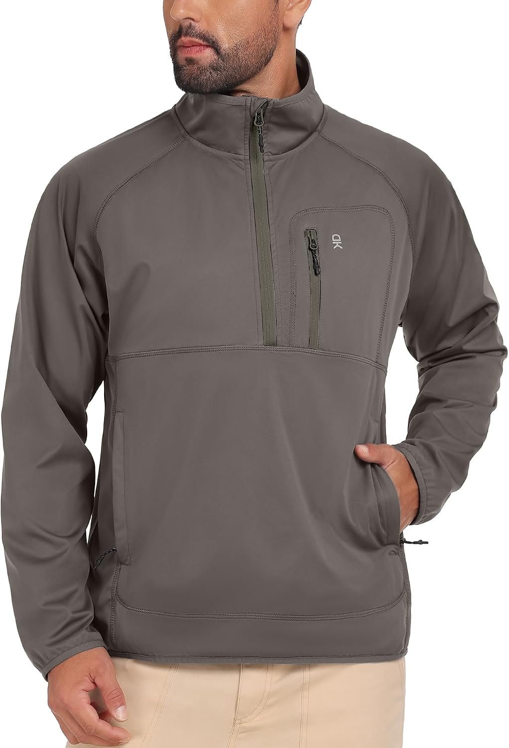 image:imageLittle Donkey Andy Mens Golf Pullover Windbreaker Quarter Zip Golf JacketLight Brown