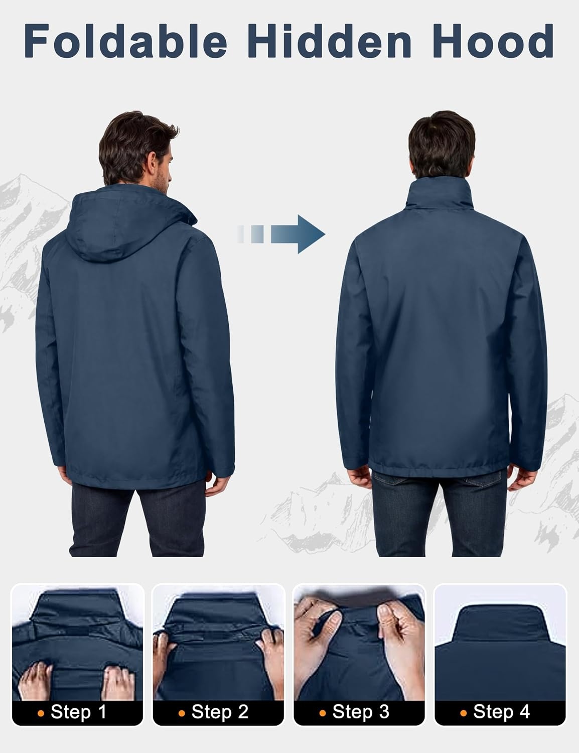 image:imageLittle Donkey Andy Mens Waterproof Rain Jacket Outdoor Raincoat for HikingA12black Blue