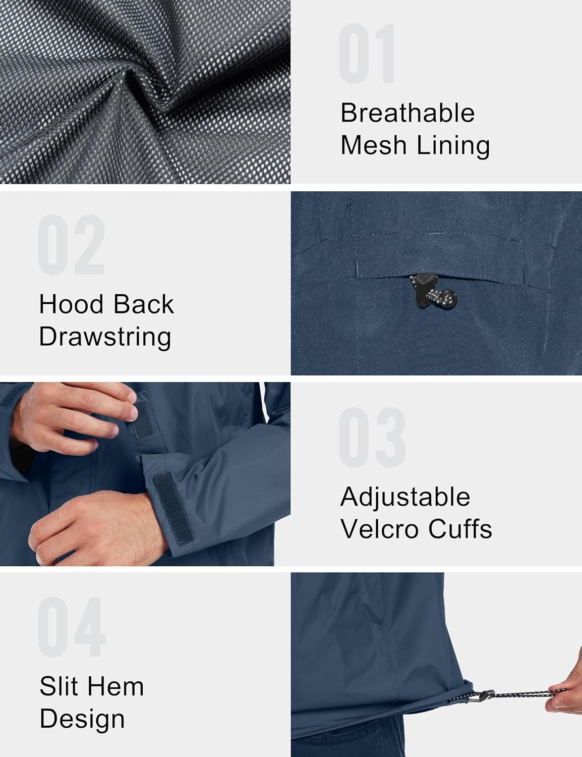 image:imageLittle Donkey Andy Mens Waterproof Rain Jacket Outdoor Raincoat for HikingA12black Blue