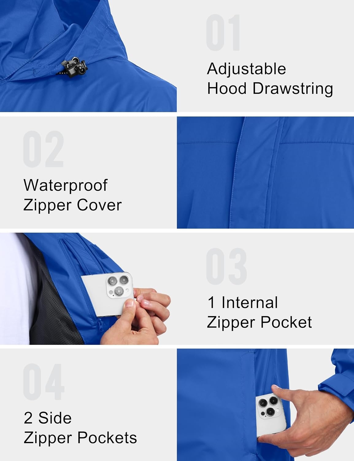 image:imageLittle Donkey Andy Mens Waterproof Rain Jacket Outdoor Raincoat for HikingA16dark Blue