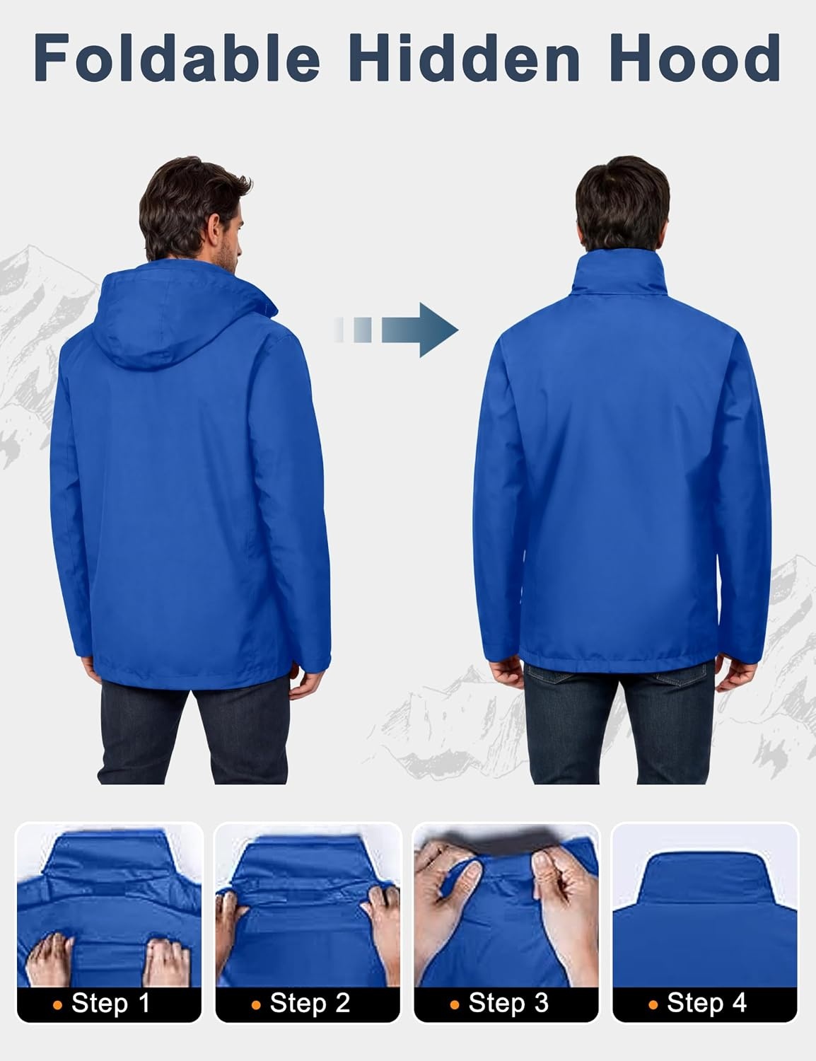 image:imageLittle Donkey Andy Mens Waterproof Rain Jacket Outdoor Raincoat for HikingA16dark Blue