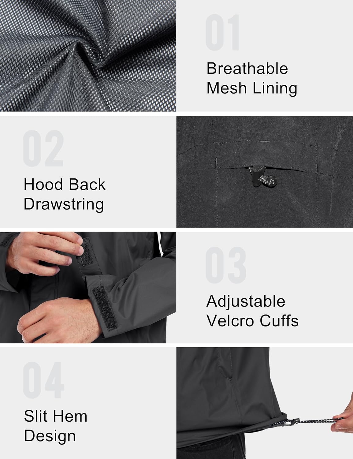 image:imageLittle Donkey Andy Mens Waterproof Rain Jacket Outdoor Raincoat for HikingA1black