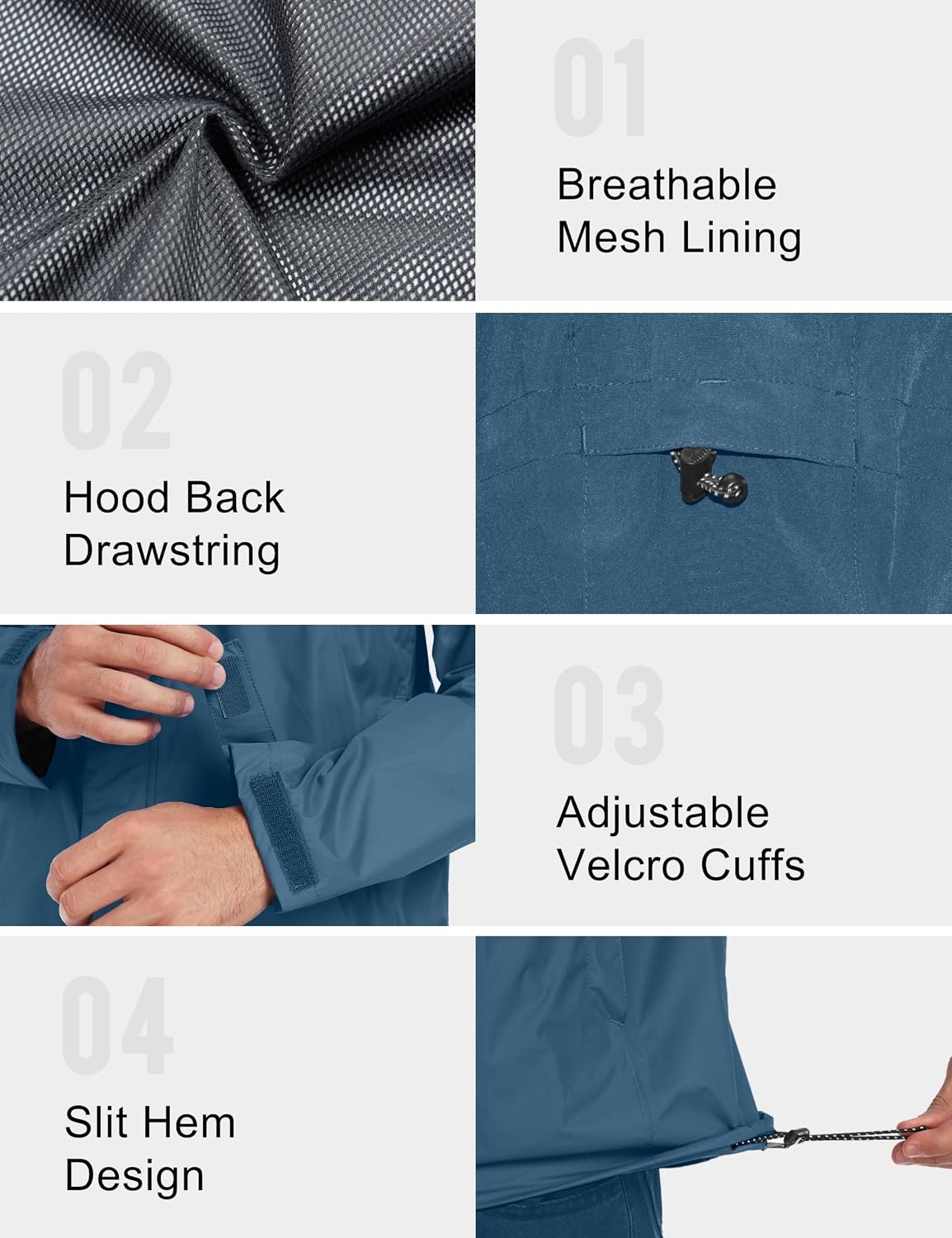 image:imageLittle Donkey Andy Mens Waterproof Rain Jacket Outdoor Raincoat for HikingA2blue Mirage