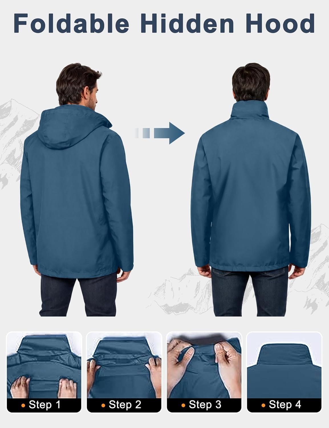 image:imageLittle Donkey Andy Mens Waterproof Rain Jacket Outdoor Raincoat for HikingA2blue Mirage