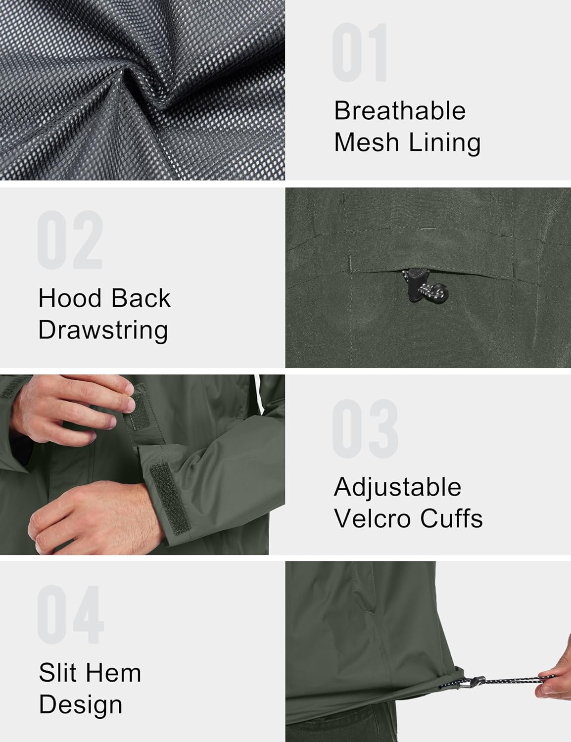 image:imageLittle Donkey Andy Mens Waterproof Rain Jacket Outdoor Raincoat for HikingA5military Olive