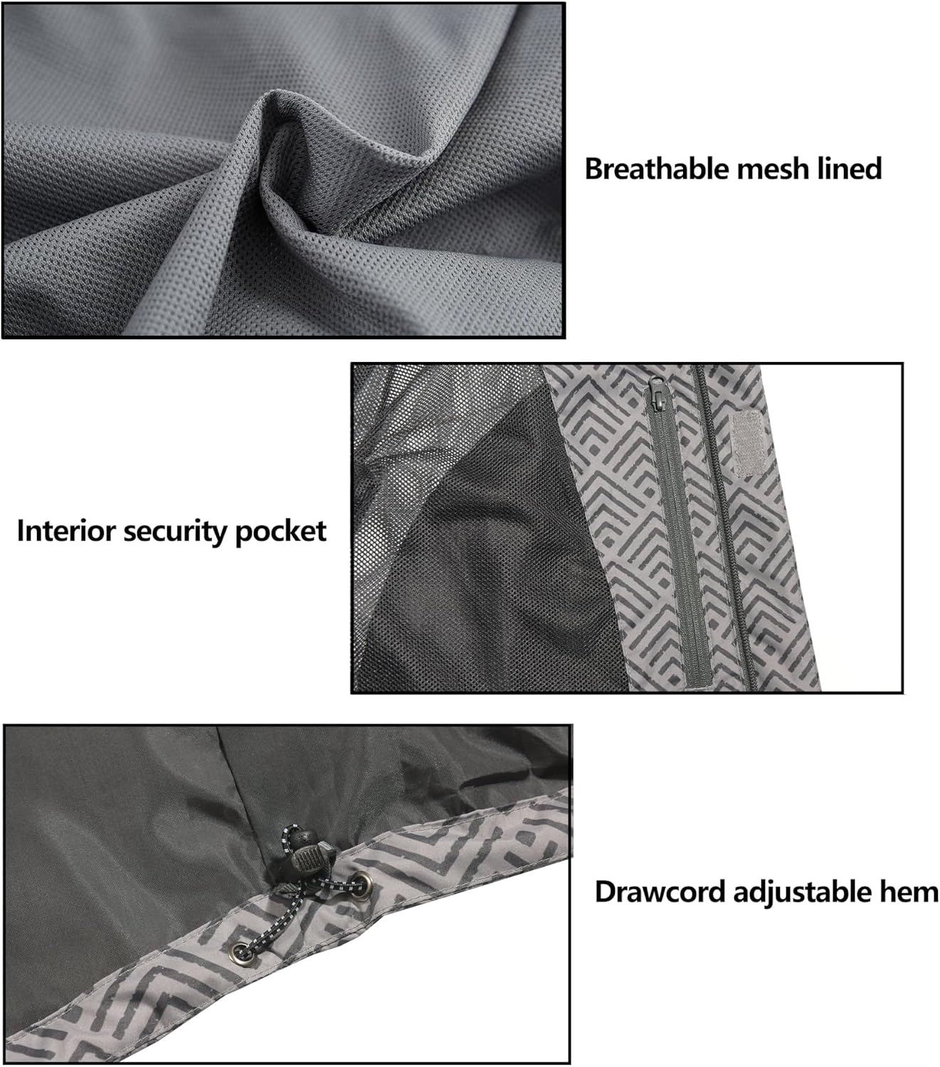 image:imageLittle Donkey Andy Mens Waterproof Rain Jacket Outdoor Raincoat for HikingB15whiteGrey