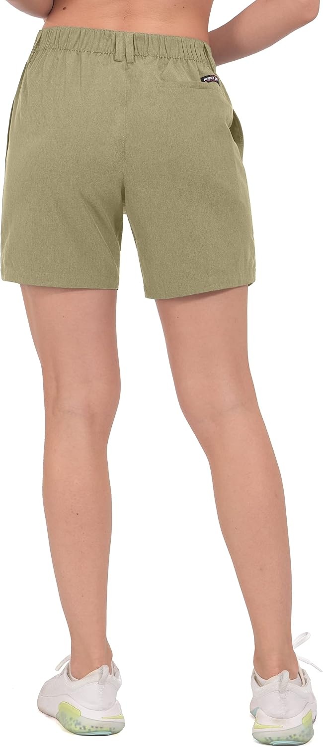 image:imageLittle Donkey Andy Womens Bermuda Quick Dry Lightweight Stretch Shorts Golf Hiking TravelOliver Green Heather