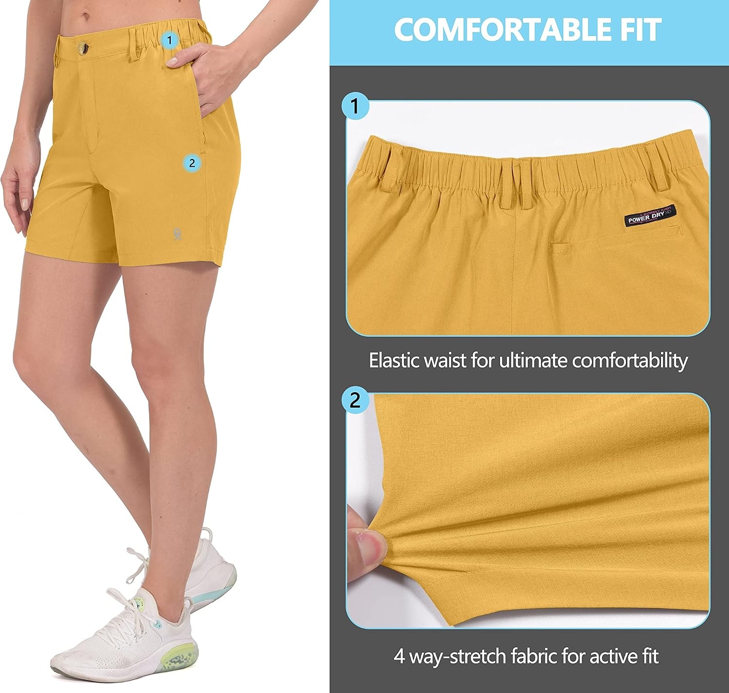 image:imageLittle Donkey Andy Womens Bermuda Quick Dry Lightweight Stretch Shorts Golf Hiking TravelTurmeric Heather