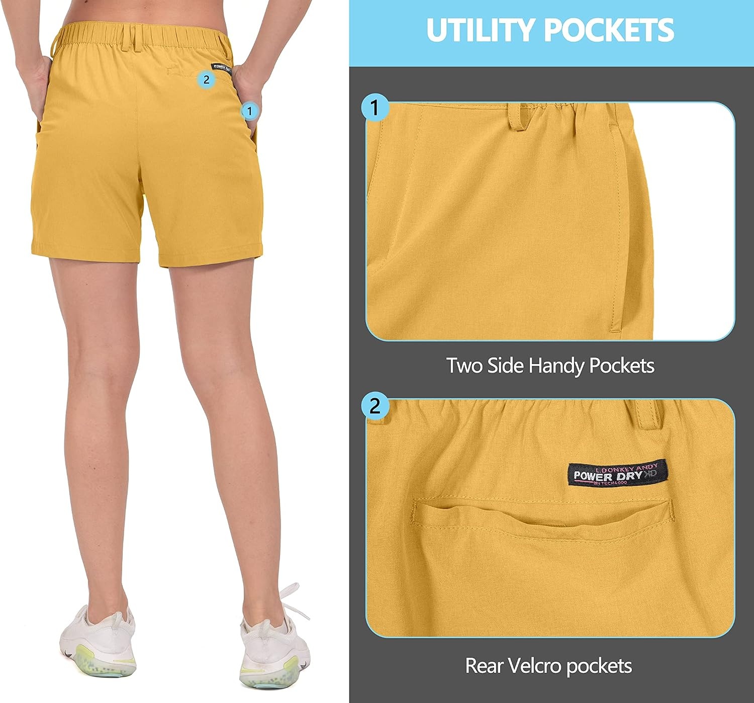 image:imageLittle Donkey Andy Womens Bermuda Quick Dry Lightweight Stretch Shorts Golf Hiking TravelTurmeric Heather
