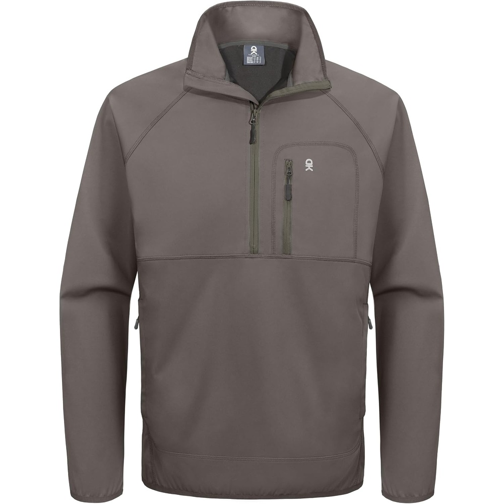 image:imageLittle Donkey Andy Mens Golf Pullover Windbreaker Quarter Zip Golf JacketLight Brown