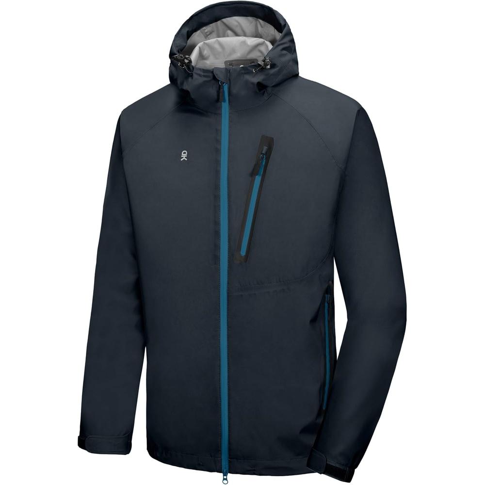 image:imageLittle Donkey Andy Mens Waterproof Rain Jacket Outdoor Raincoat for HikingD6black Blueultra Lightweight
