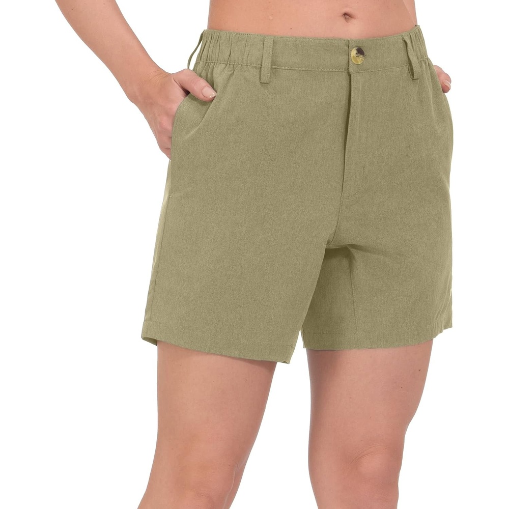 image:imageLittle Donkey Andy Womens Bermuda Quick Dry Lightweight Stretch Shorts Golf Hiking TravelOliver Green Heather