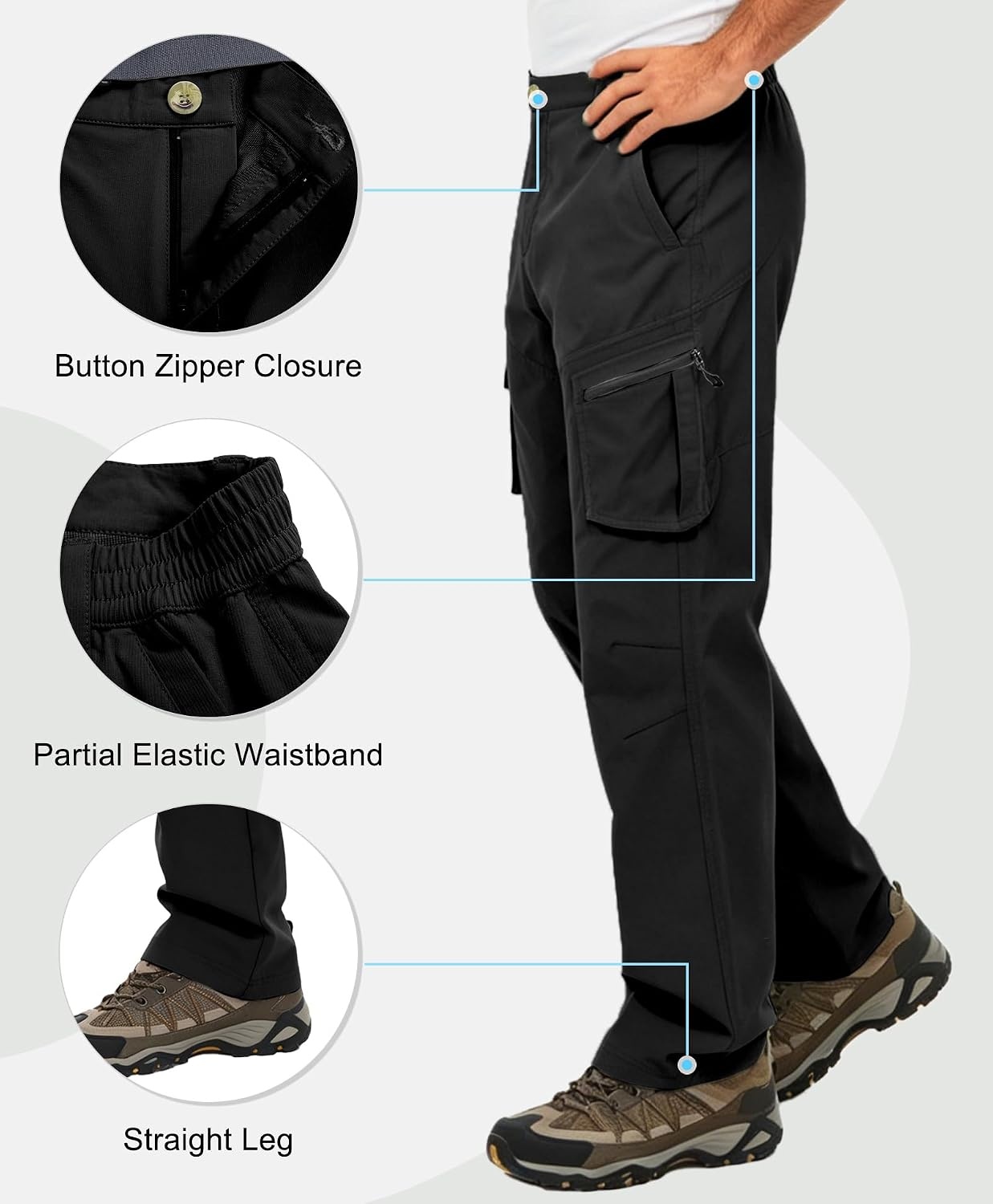 image:imageLittle Donkey Andy Mens Windproof Elasticity Hiking PantsBlack