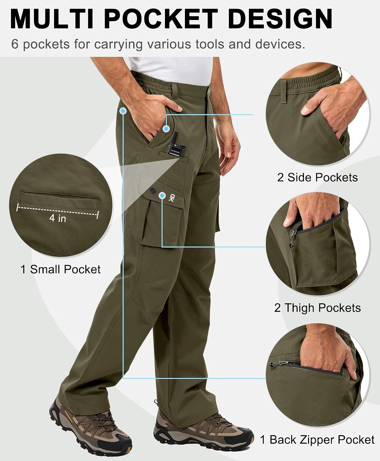 image:imageLittle Donkey Andy Mens Windproof Elasticity Hiking PantsCapulet Olive