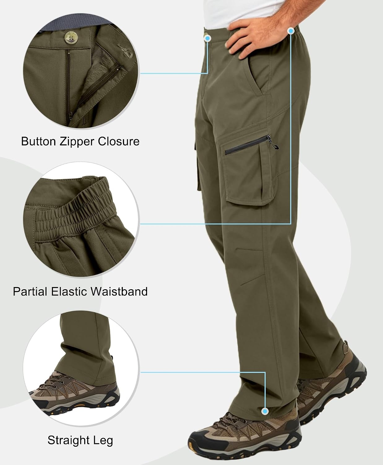 image:imageLittle Donkey Andy Mens Windproof Elasticity Hiking PantsCapulet Olive
