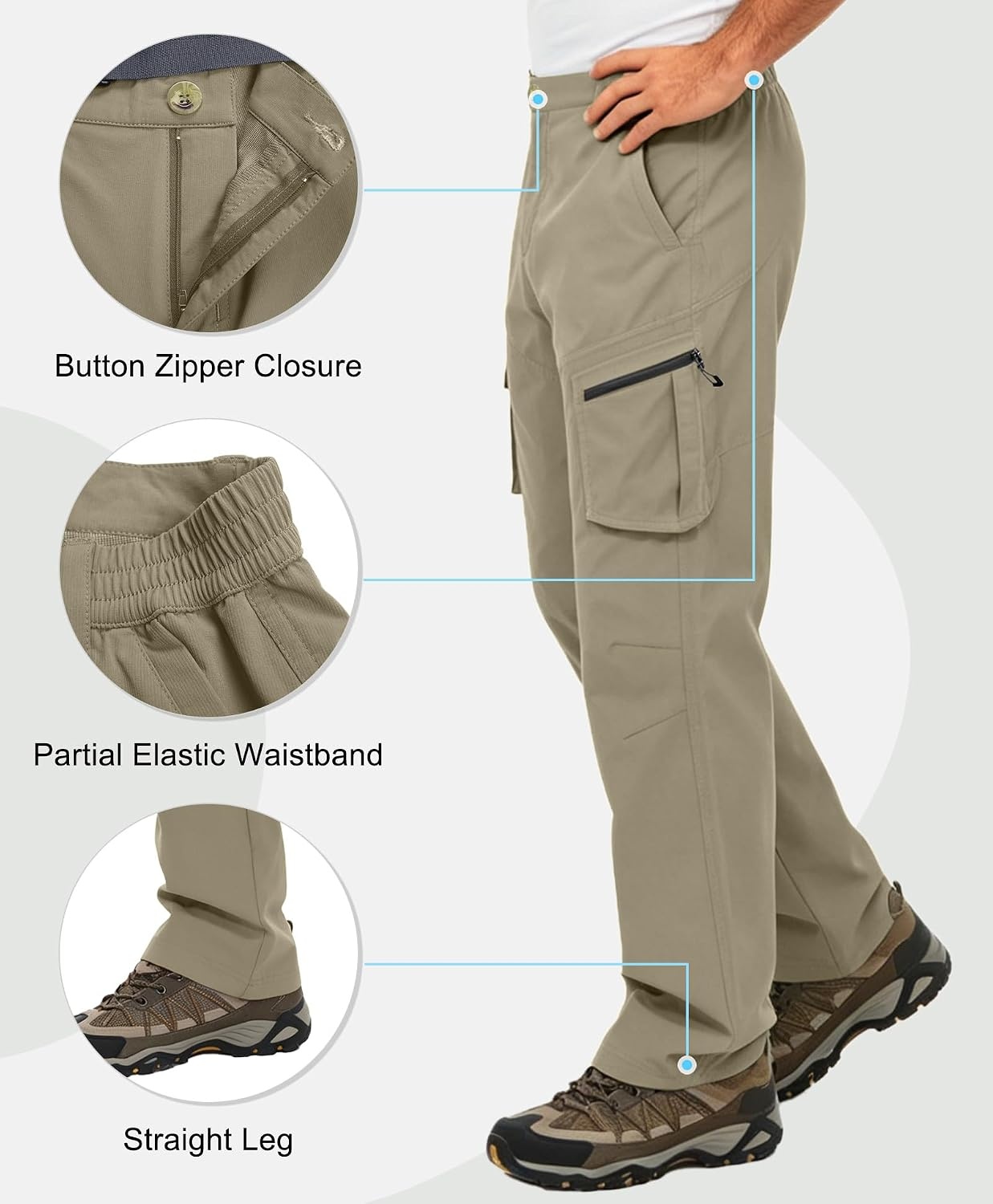 image:imageLittle Donkey Andy Mens Windproof Elasticity Hiking PantsKhaki