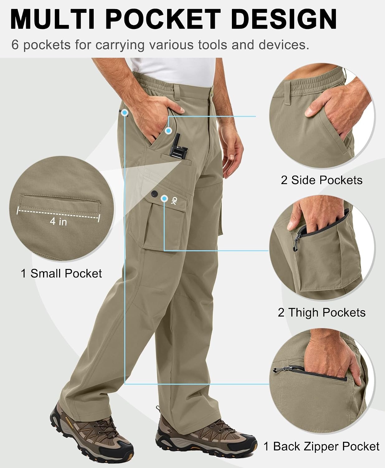 image:imageLittle Donkey Andy Mens Windproof Elasticity Hiking PantsKhaki