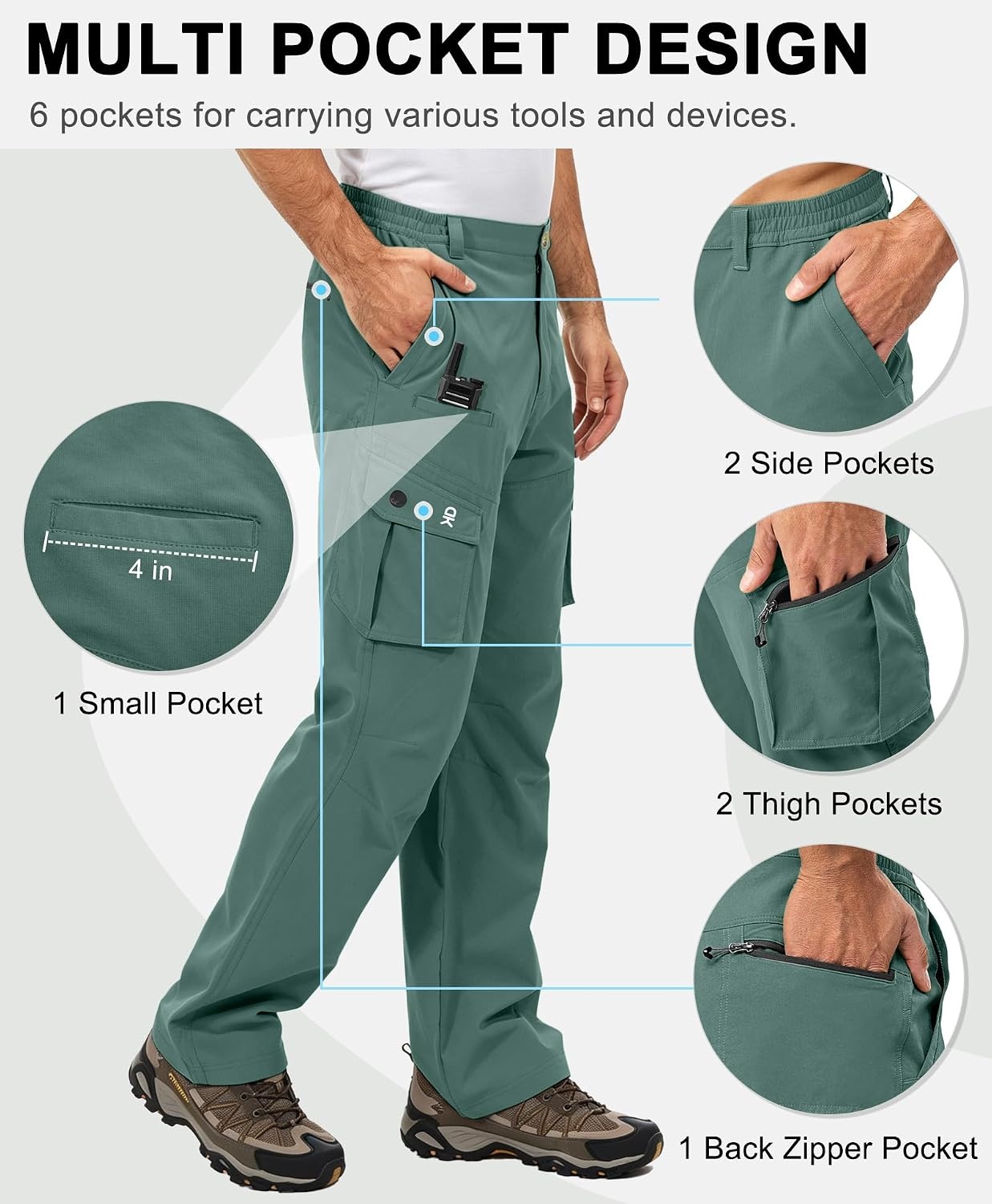 image:imageLittle Donkey Andy Mens Windproof Elasticity Hiking PantsSage