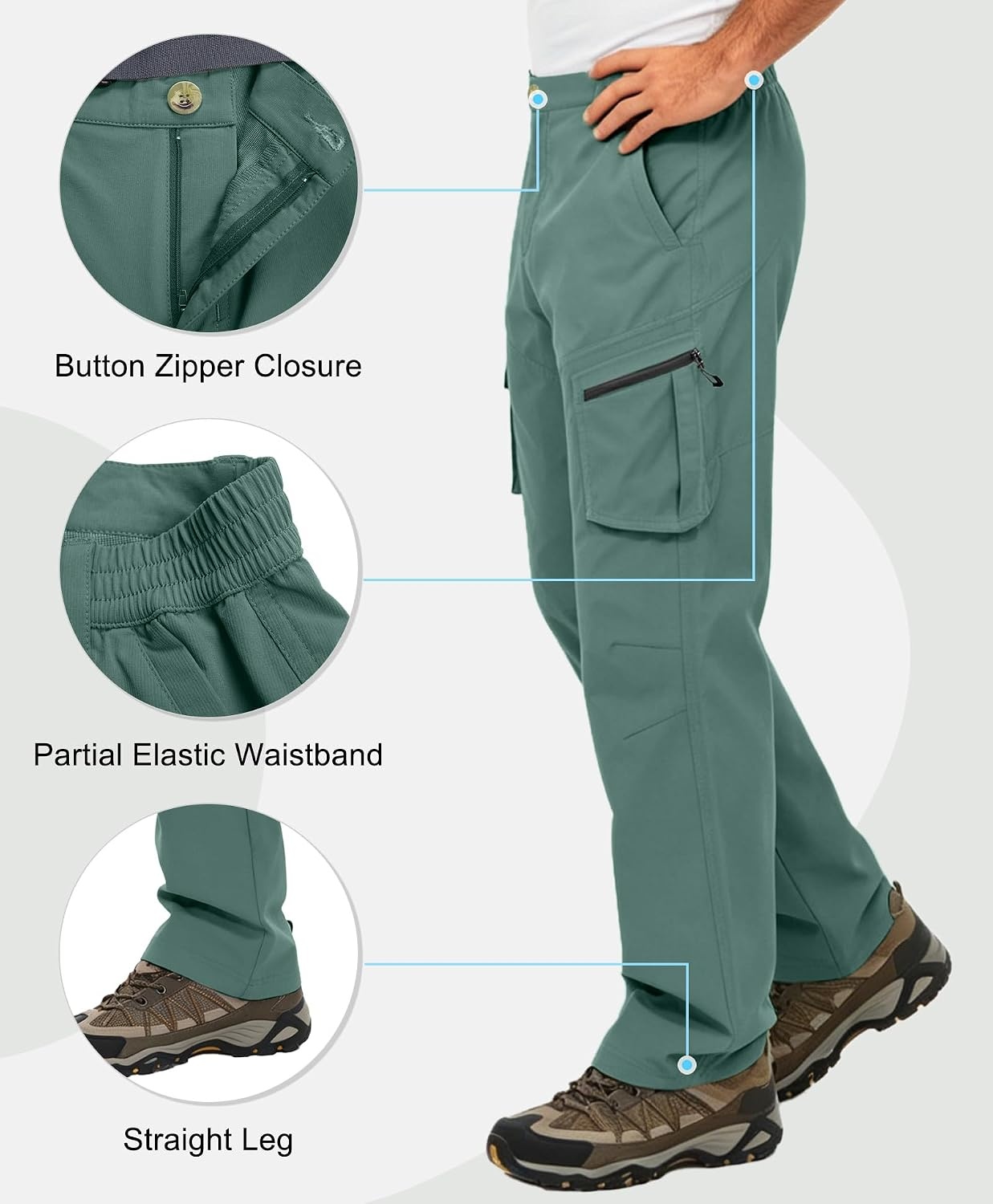image:imageLittle Donkey Andy Mens Windproof Elasticity Hiking PantsSage