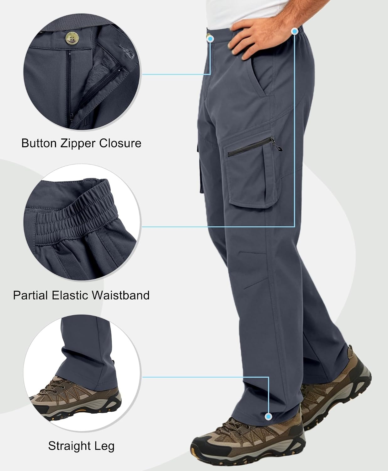 image:imageLittle Donkey Andy Mens Windproof Elasticity Hiking PantsSteel Gray