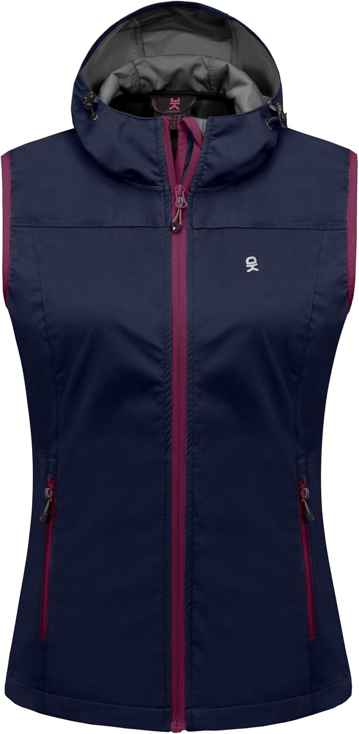 image:imageLittle Donkey Andy Womens Lightweight Softshell VestNavy Blue With Hood