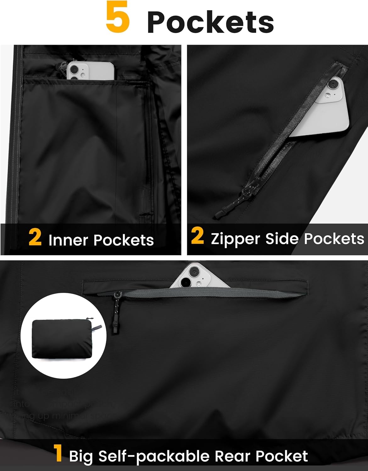image:imageLittle Donkey Andy Womens Packable Waterproof Cycling Rain Jacket amp HoodBlack