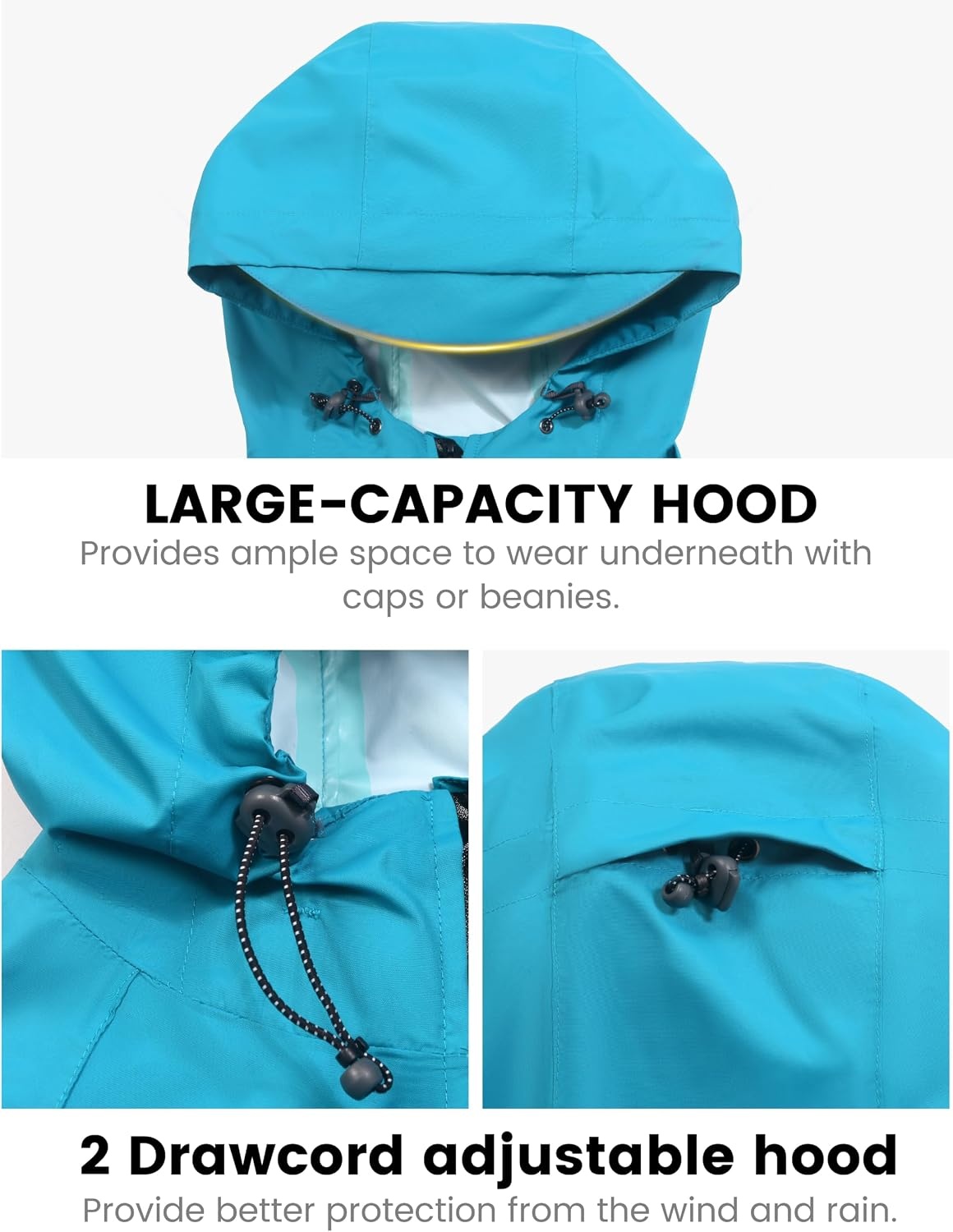 image:imageLittle Donkey Andy Womens Packable Waterproof Cycling Rain Jacket amp HoodBright Blue