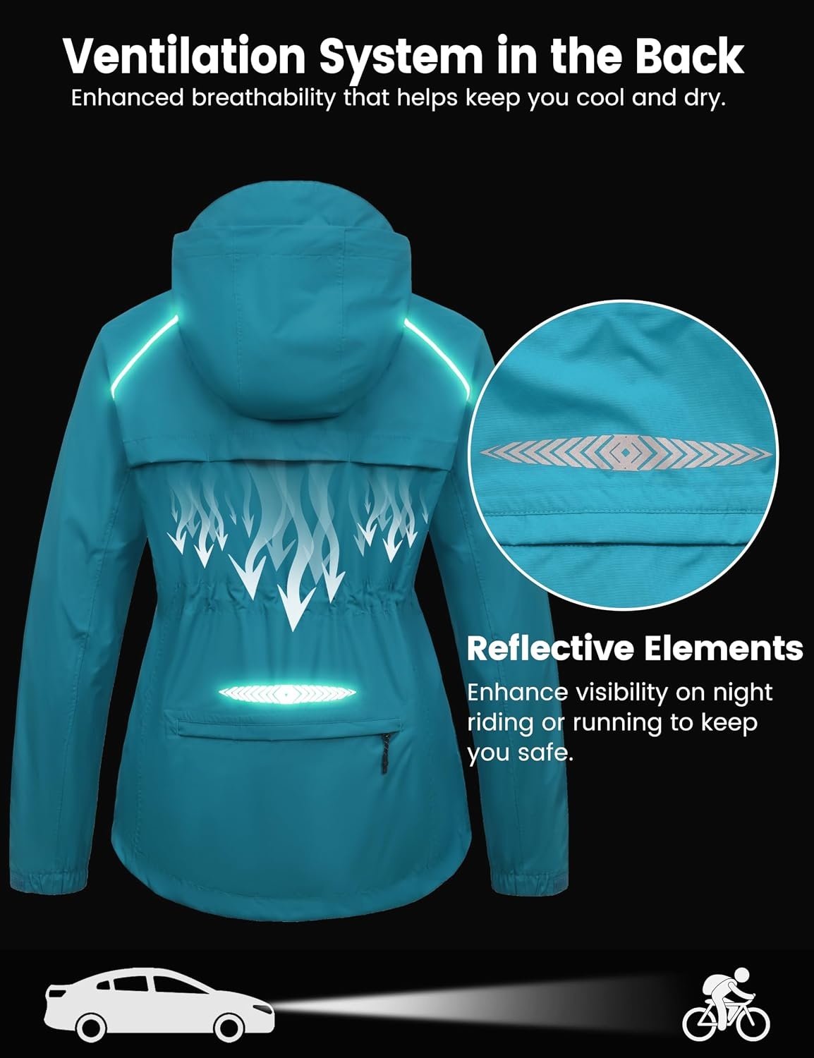 image:imageLittle Donkey Andy Womens Packable Waterproof Cycling Rain Jacket amp HoodBright Blue