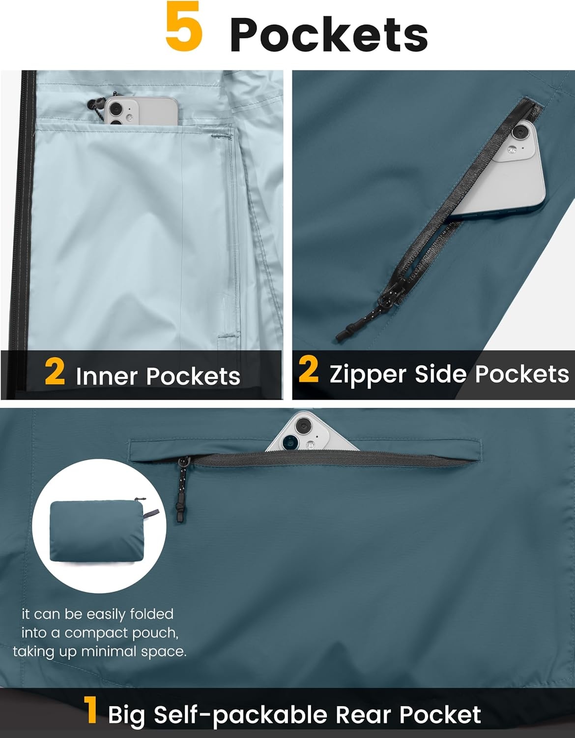 image:imageLittle Donkey Andy Womens Packable Waterproof Cycling Rain Jacket amp HoodDark Grey