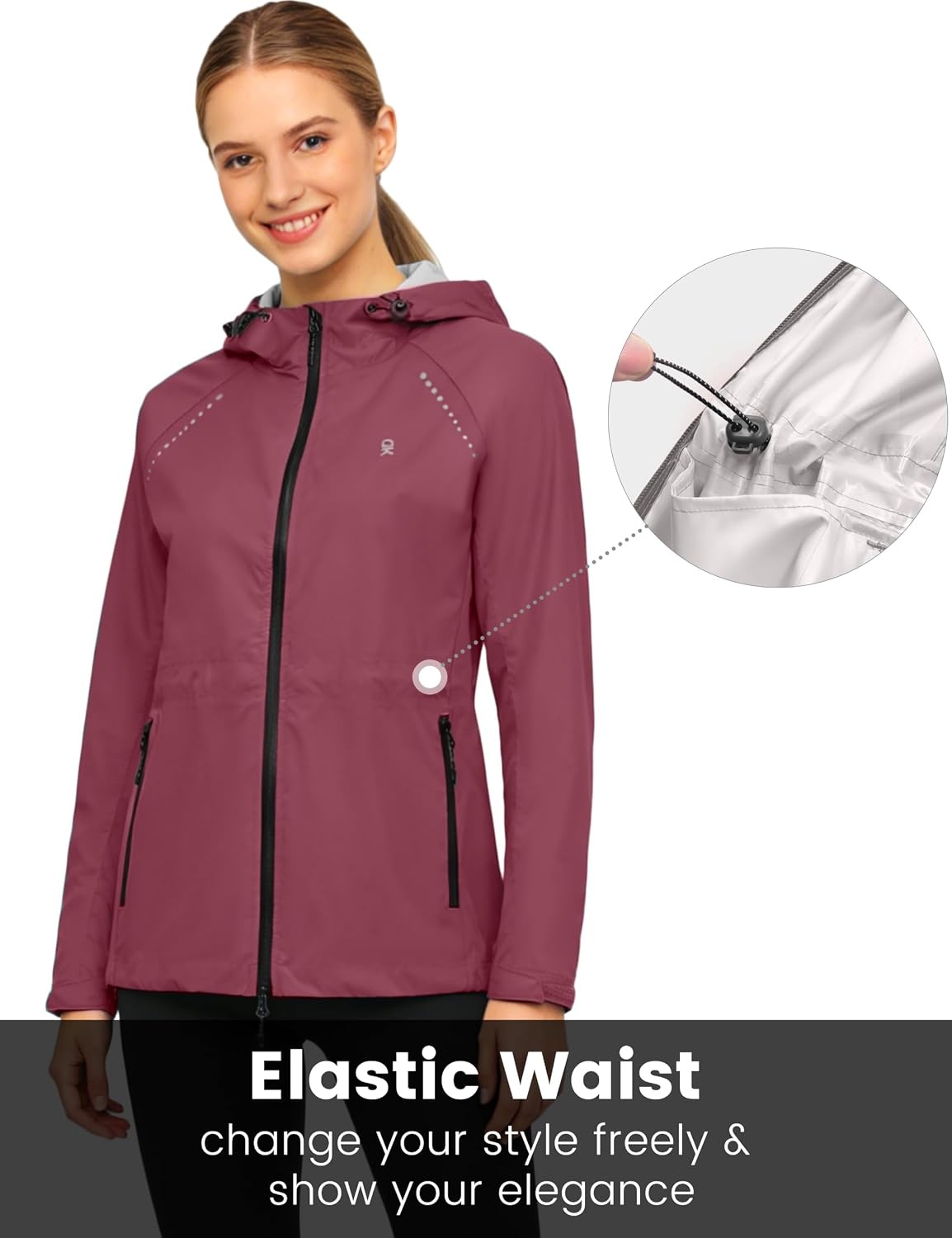 image:imageLittle Donkey Andy Womens Packable Waterproof Cycling Rain Jacket amp HoodDark Red