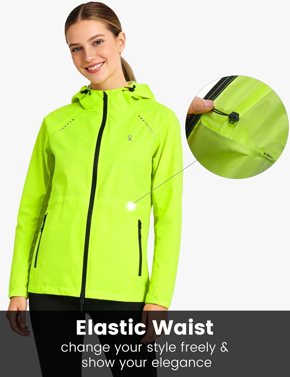 image:imageLittle Donkey Andy Womens Packable Waterproof Cycling Rain Jacket amp HoodFluorescent Green