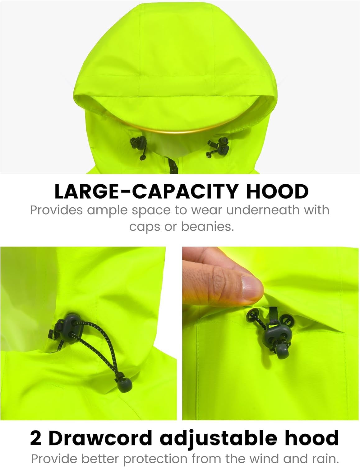 image:imageLittle Donkey Andy Womens Packable Waterproof Cycling Rain Jacket amp HoodFluorescent Green