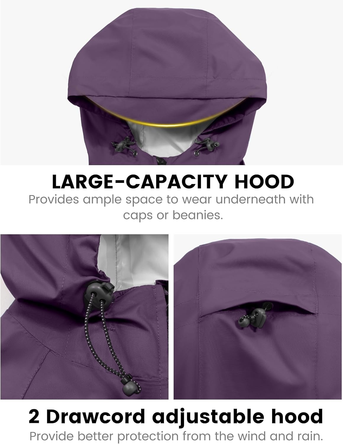 image:imageLittle Donkey Andy Womens Packable Waterproof Cycling Rain Jacket amp HoodPurple