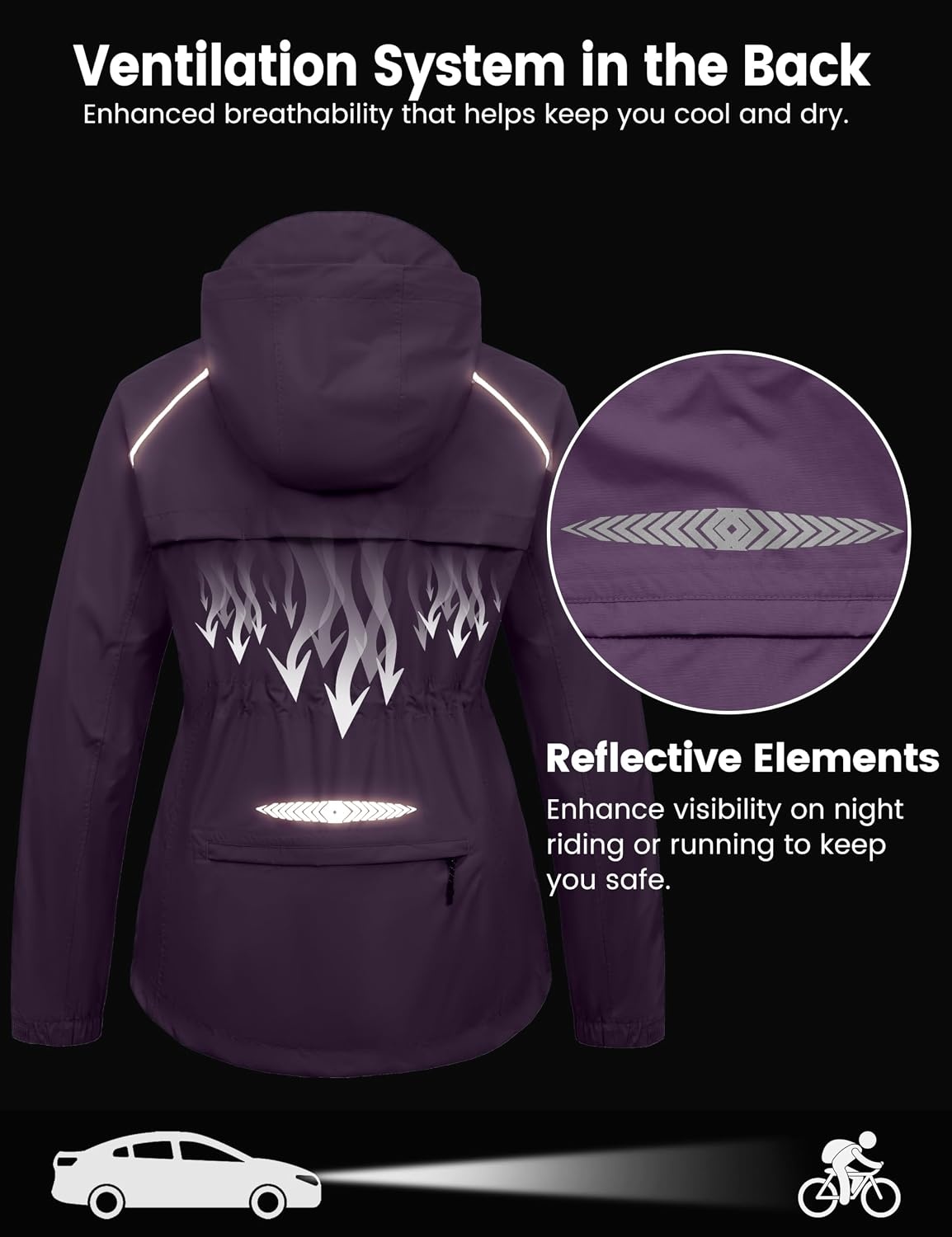image:imageLittle Donkey Andy Womens Packable Waterproof Cycling Rain Jacket amp HoodPurple