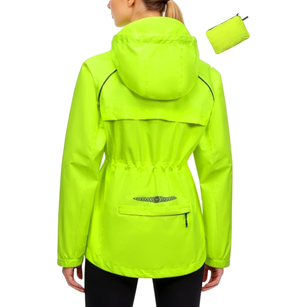 image:imageLittle Donkey Andy Womens Packable Waterproof Cycling Rain Jacket amp HoodFluorescent Green