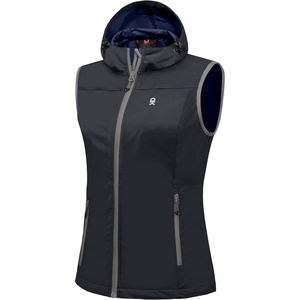 Little Donkey Andy Women’s Lightweight Softshell Vest(Dark Grey -With Hood)