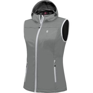 Little Donkey Andy Women’s Lightweight Softshell Vest(Gray -With Hood)